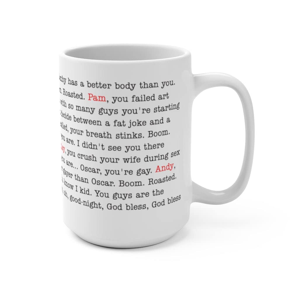 Boom Roasted Coffee Mug - The Office Inspired Michael Scott Mug - 15oz Funny Coffee Cup for Men & Women - Perfect for Office Gifts, TV Show Fans & Coffee Lovers