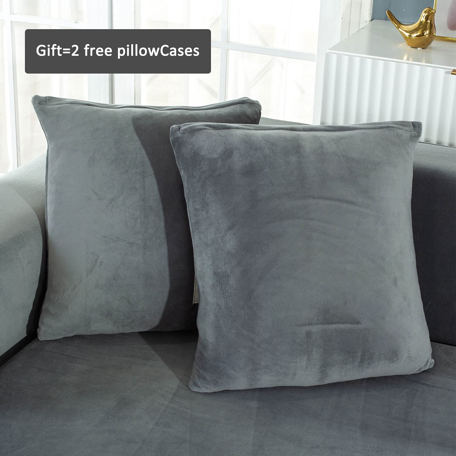 Stretch L-Shaped Sectional Sofa Slipcover - 4+5 Seat Couch Cover for Pets, Kids & Furniture Protection - Gray - Perfect for Living Room, Family Room & Home Decor