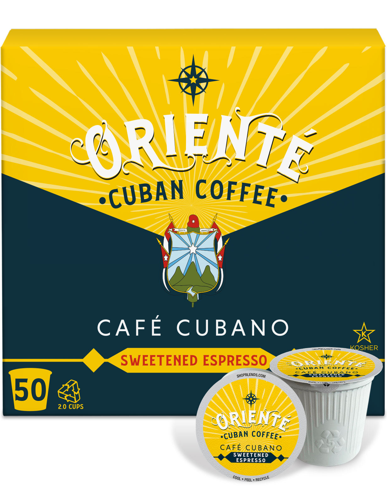 Oriente Cafe Cubano Dark Roast Coffee Pods - Compatible with Keurig 2.0 K-Cup Brewers - Bold Cuban-Style Espresso Coffee for Home & Office Use