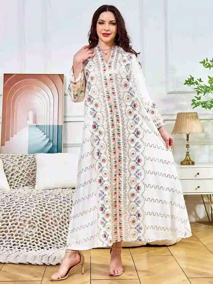 Elegant Eid Sequins Caftan Dress for Women - Glamorous Evening Party Gown with Sparkling Embellishments | Perfect for Holiday Celebrations, Weddings & Special Occasions