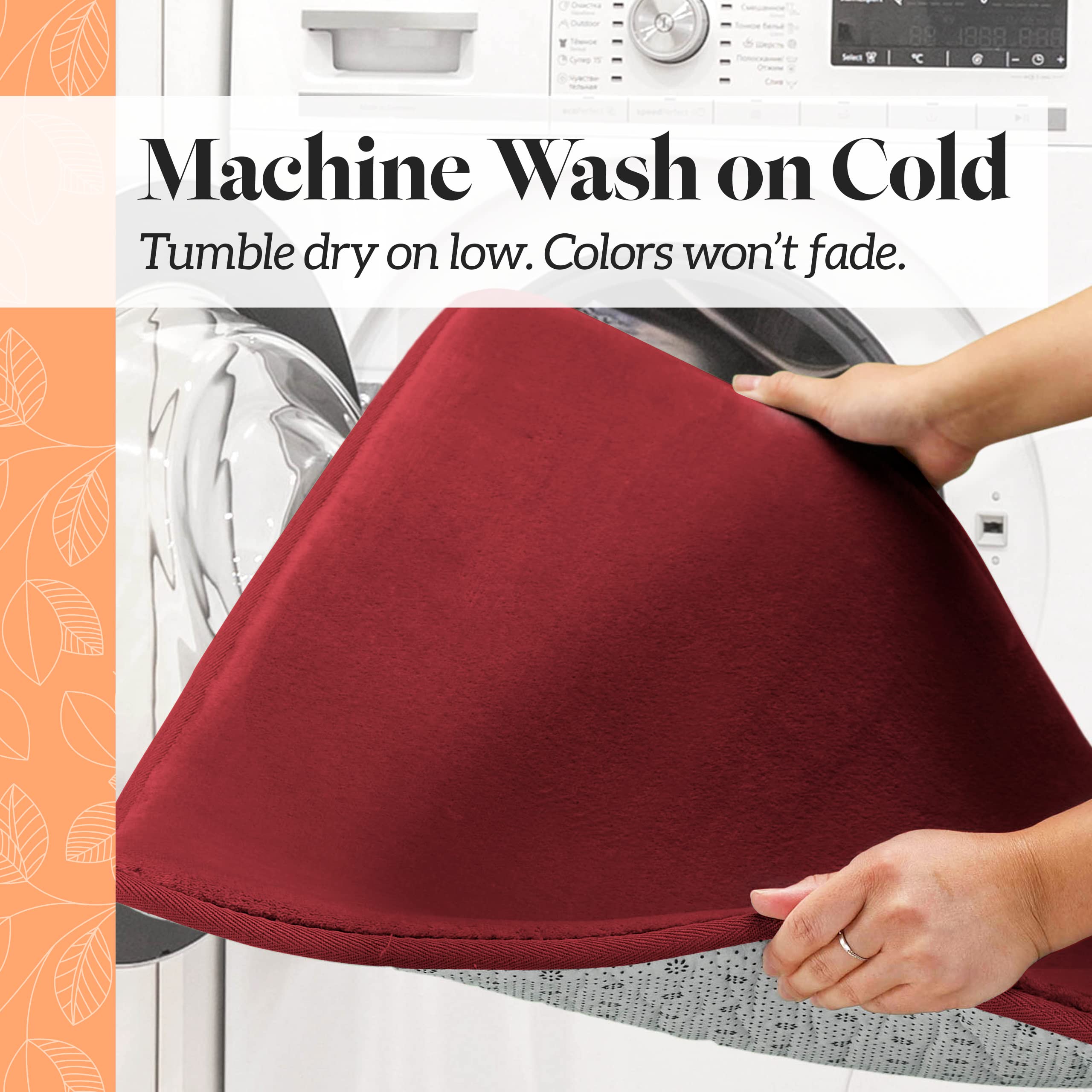 Genteele Memory Foam Bath Mat - Non-Slip Absorbent Super Soft Velvet Bathroom Rug (22x36 Inches, Red) - Perfect for Bathroom, Shower & Spa Decor