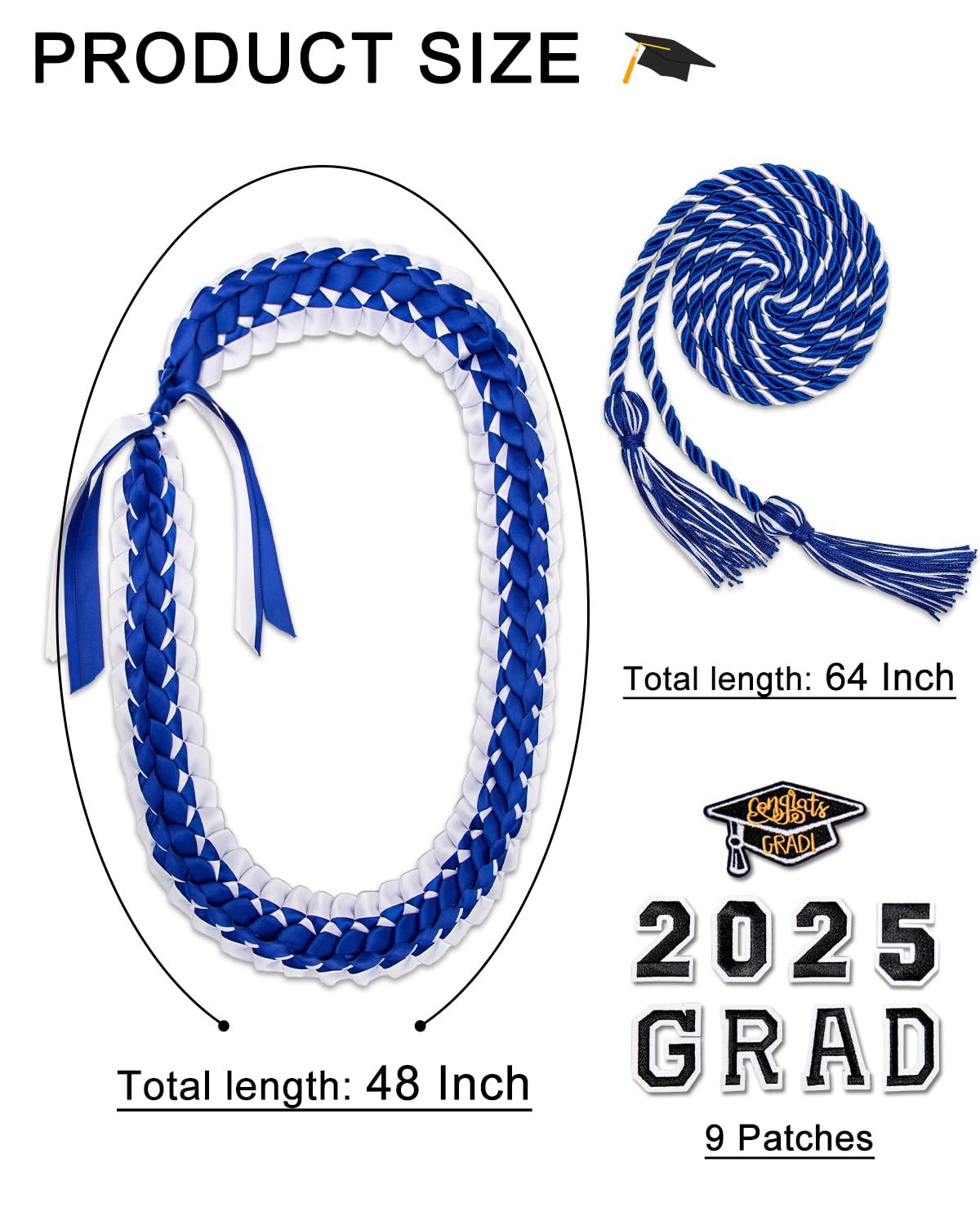 ALKB Graduation Leis with Honor Cord - Class of 2025 Graduation Gifts for Men & Women - Perfect for Commencement Ceremonies, Grad Parties & Photo Props
