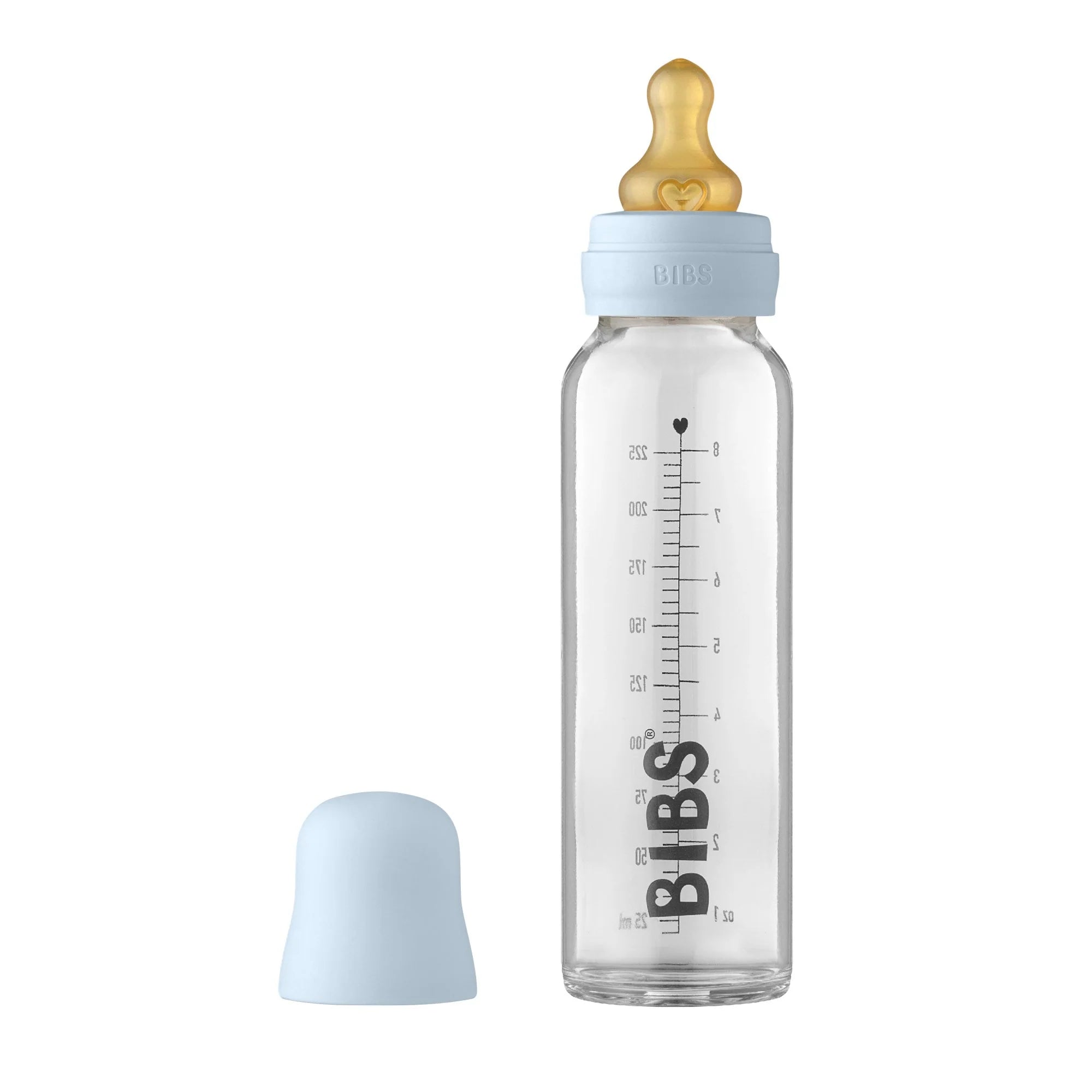 Premium Glass Baby Bottles Set - 225ml (8oz) with Soft Silicone Bibs - BPA-Free, Safe for Newborns & Infants - Perfect for Breastfeeding, Formula Feeding & On-the-Go Use