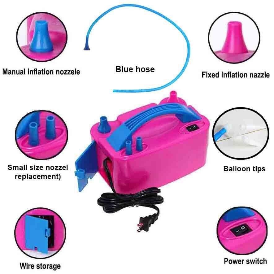 Dual Nozzles Portable Electric Air Balloon Pump - Fast Inflation for Parties, Events & Decorations | Battery Powered Balloon Blower for Birthday, Wedding, Baby Shower