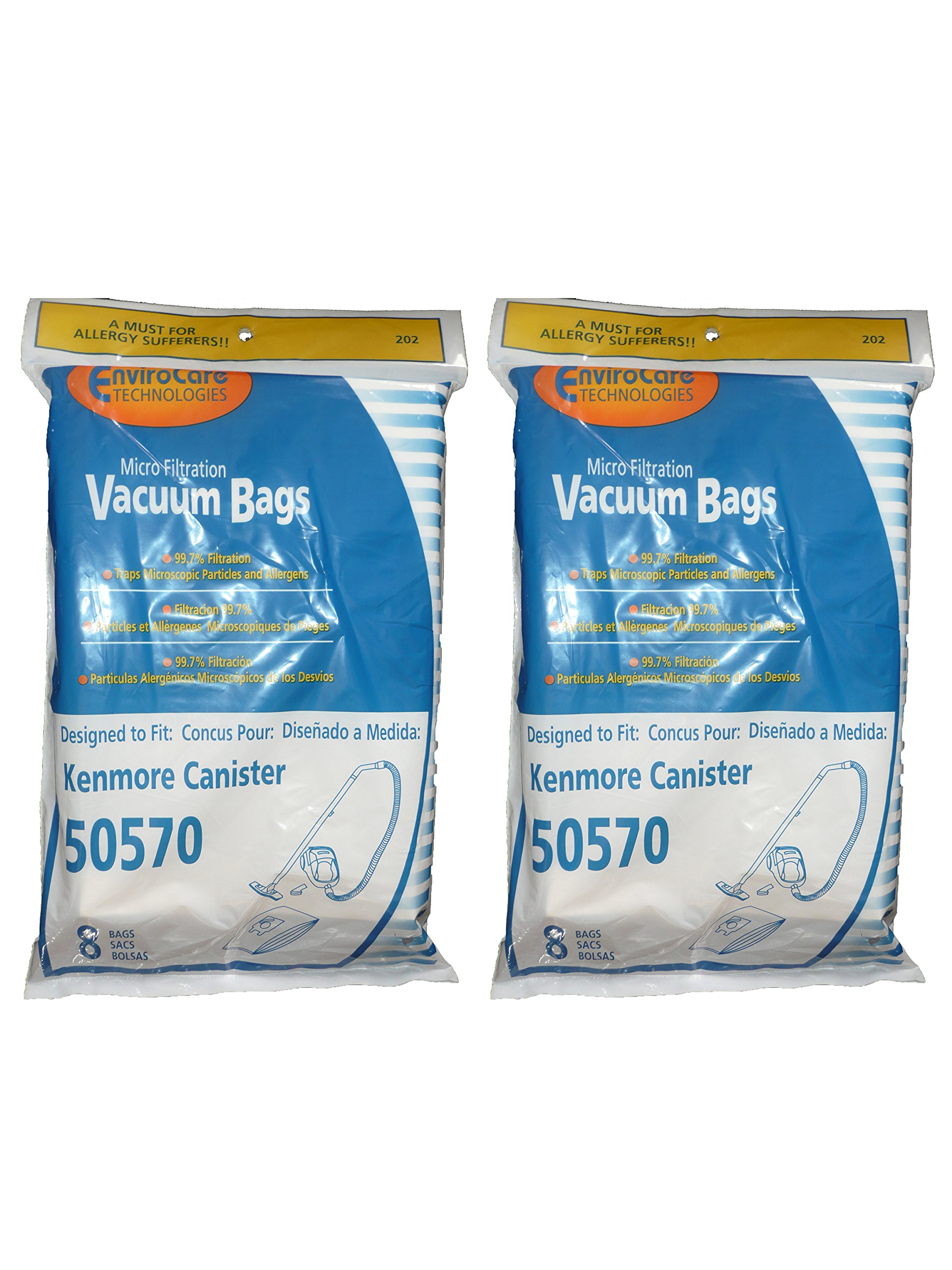 Envirocare Replacement Micro Filtration Vacuum Cleaner Dust Bags - Compatible with Kenmore Ultra Care 50570 Canister Vacuum (16 Pack) - Perfect for Pet Hair, Allergies & Deep Cleaning