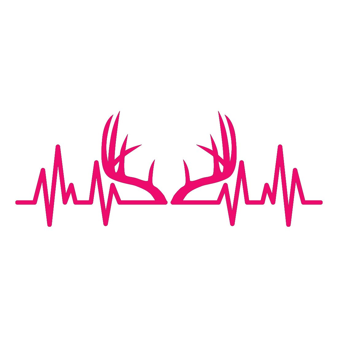 Premium Waterproof Vinyl Decal Stickers - Deer Antler Heartbeat Design (Pink, Set of 2) for Laptop, Phone, Helmet, Car Window, Bumper, Mug, Cup, Door & Wall Decoration - Perfect for DIY Crafts, Home Decor & Personalizing Your Belongings