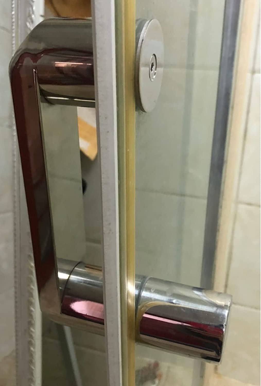 MIQXUAN 304 Stainless Steel Single-Sided Glass Door Pull Handle - 440mm Hole Spacing Push-Pull Shower Bathroom Door Handle (1 Pack) - Perfect for Modern Glass Doors, Shower Enclosures & Office Partitions