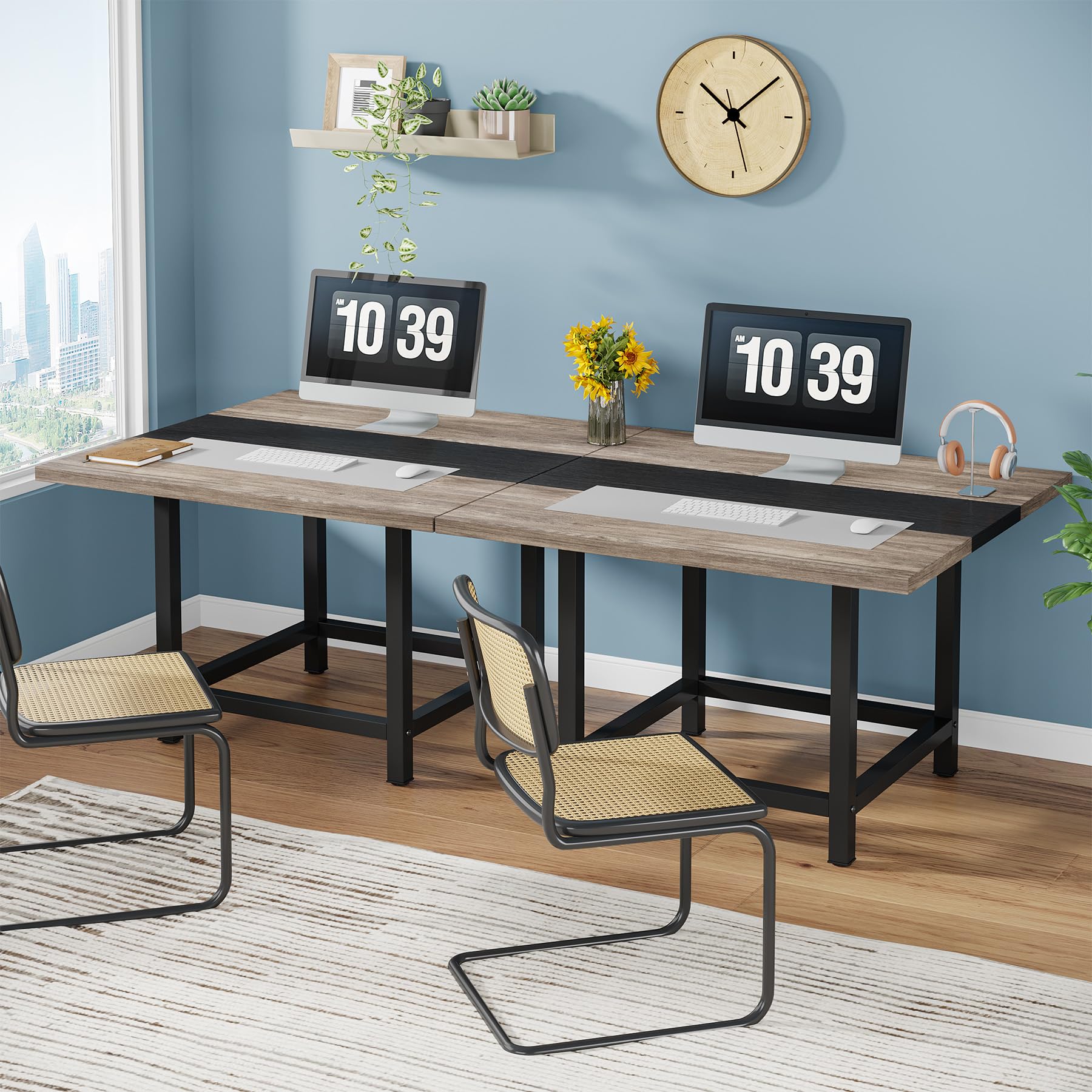 Tribesigns 6.5 Ft Rustic Wood Conference Table - 78.74