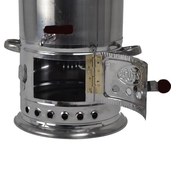 **Hakan Portable Turkish Samovar Tea Kettle – 4L (135.2 oz) Wood & Coal Fired Semaver Teapot for Camping, Picnic, Hunting & Outdoor Adventures – Black Handles – Perfect for Backpacking, Hiking & Off-Grid Living**
