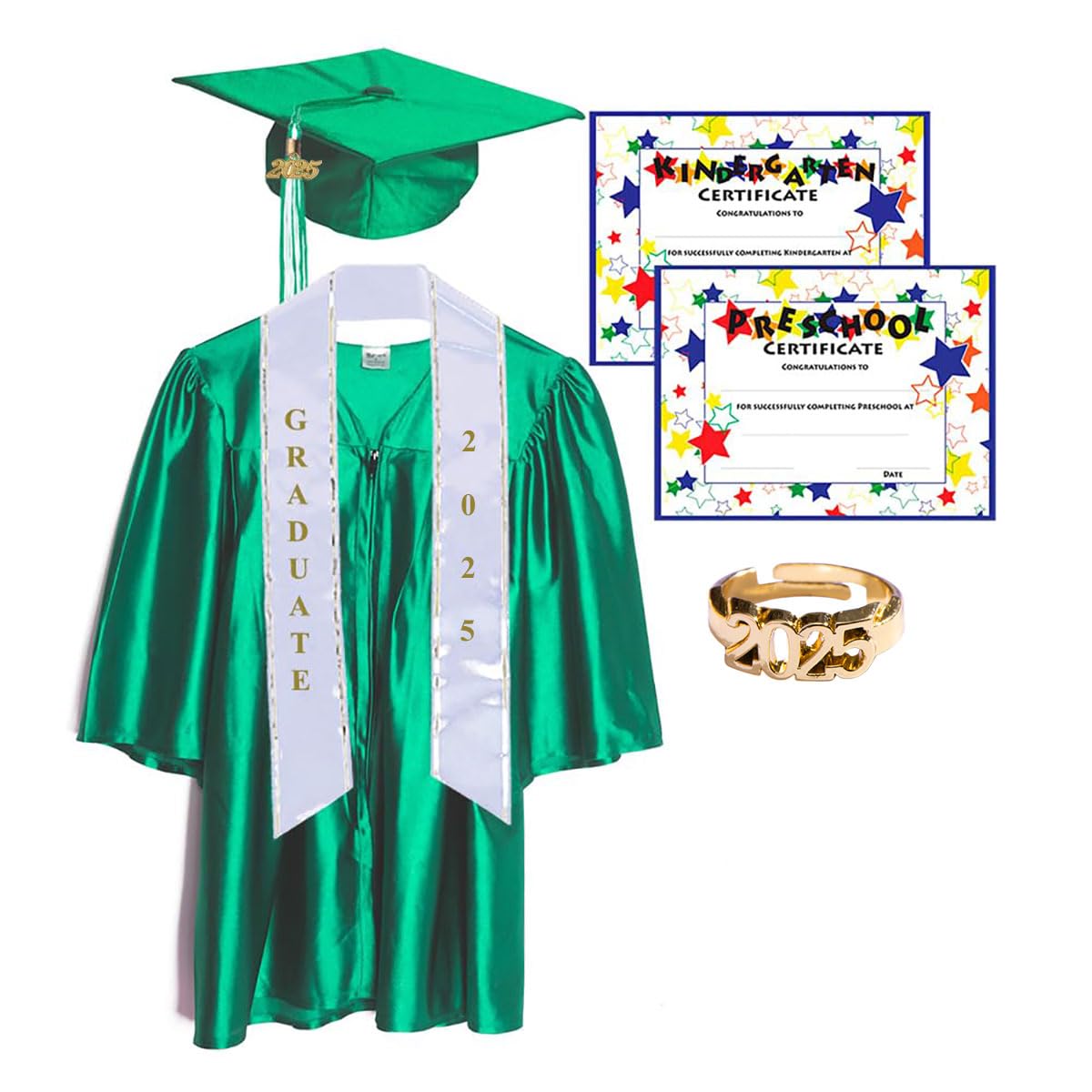 Premium Graduation Cap & Gown Set with Tassel, Sash, Class Ring & Diploma - Complete Graduation Outfit for High School & College Ceremonies, Perfect for Commencement Photos & Graduation Parties