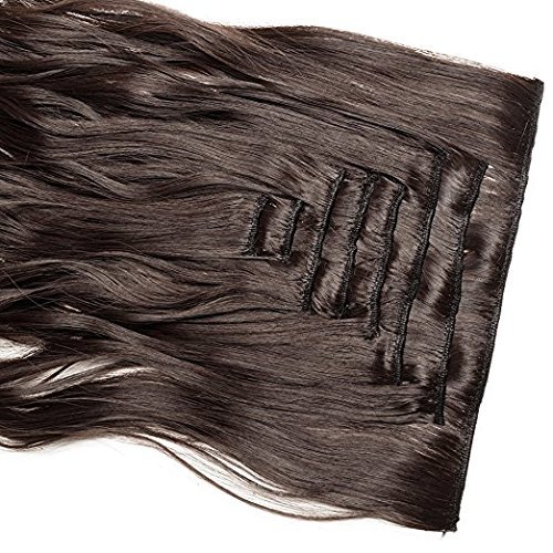Premium Synthetic Hair Extensions for Women - 20-24 Inch Curly Dark Brown Clip-in Hairpieces (6-Pack) | Perfect for Parties, Weddings & Daily Styling