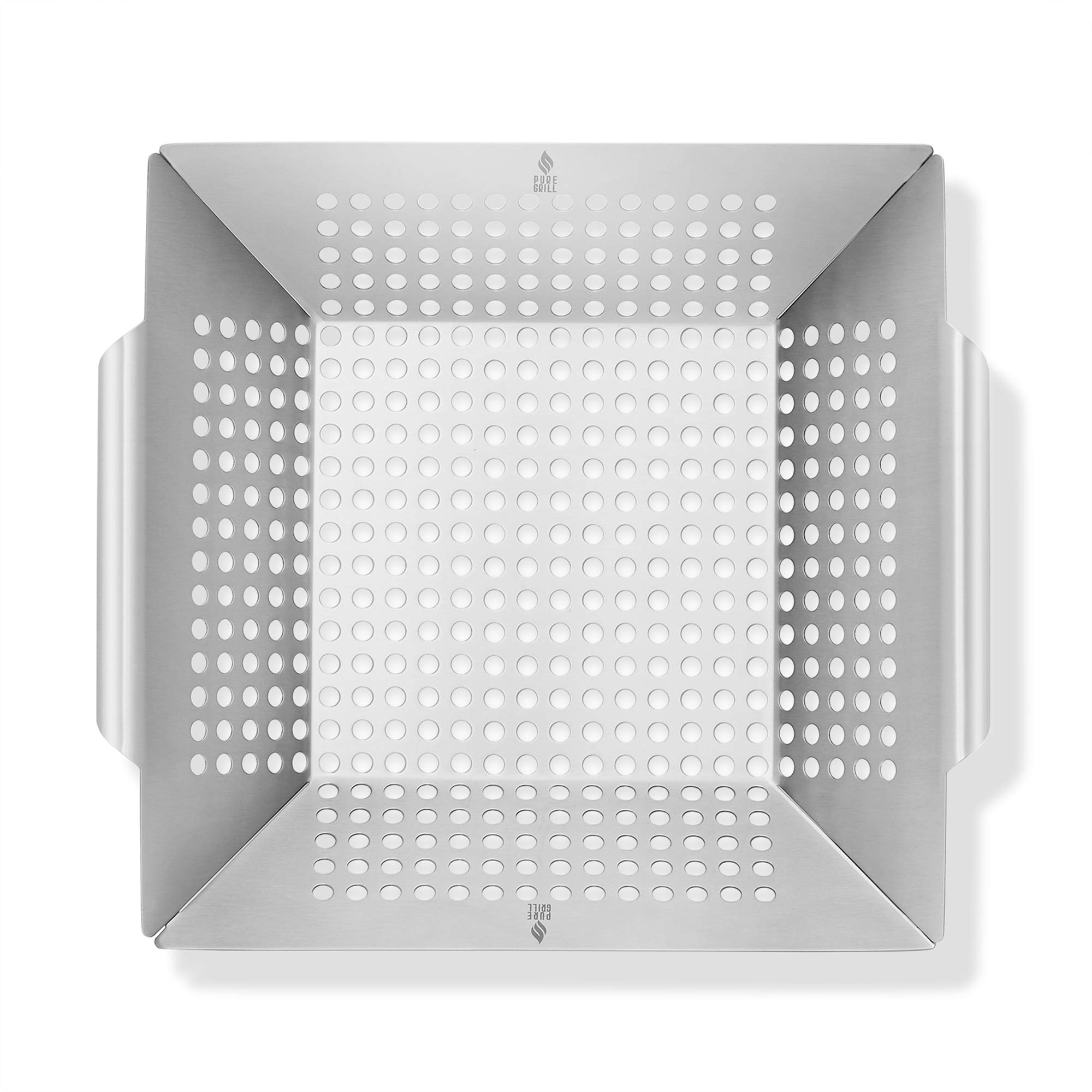 Stainless Steel BBQ Grill Basket for Vegetables - Heavy Duty Grill Wok Pan Tray for Outdoor Cooking, Camping & Backyard Barbecue - Perfect for Grilling Zucchini, Peppers, Onions & More