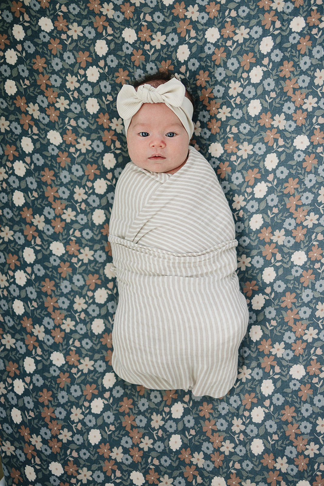 Soft Taupe Striped Muslin Swaddle Blanket for Babies - Breathable & Lightweight Baby Wrap for Newborns, Perfect for Swaddling, Nursing, Stroller & Car Seat Cover