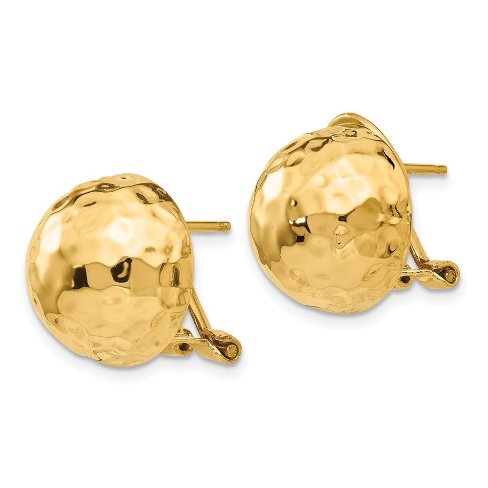 Hammered Gold Omega Back Post Earrings for Women - TF204 Elegant Stud Earrings for Everyday Wear & Special Occasions