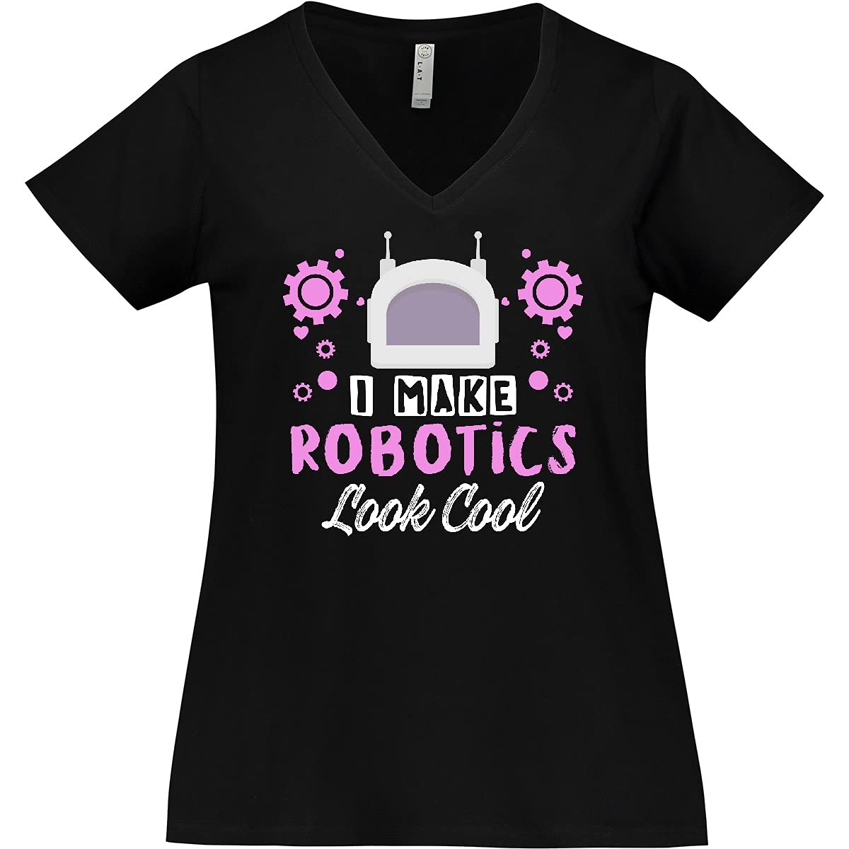 Inktastic Robotics Cute Robot Engineer Women's Plus Size V-Neck T-Shirt - Fun Science & Tech Graphic Tee for Women Engineers, Nerdy Gifts, Casual Wear & STEM Events