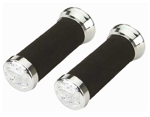 Lowrider Foam Bike Grips - Black/Chrome 127 Eagle | Comfortable Bicycle Hand Grips for Beach Cruiser, Mountain Bike & Commuter | Perfect for Long Rides & Urban Cycling