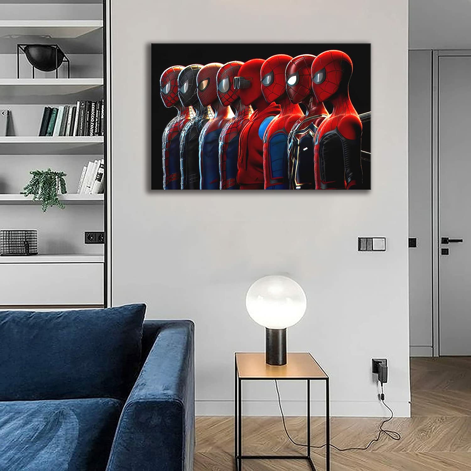 Spider-Man Superhero Group Poster - 8 Characters in One Frame - Modern Canvas Wall Art for Home & Bedroom Decor (20x30 Inches, Rolled Canvas) - Perfect for Comic Fans, Movie Themed Rooms & Gift Ideas