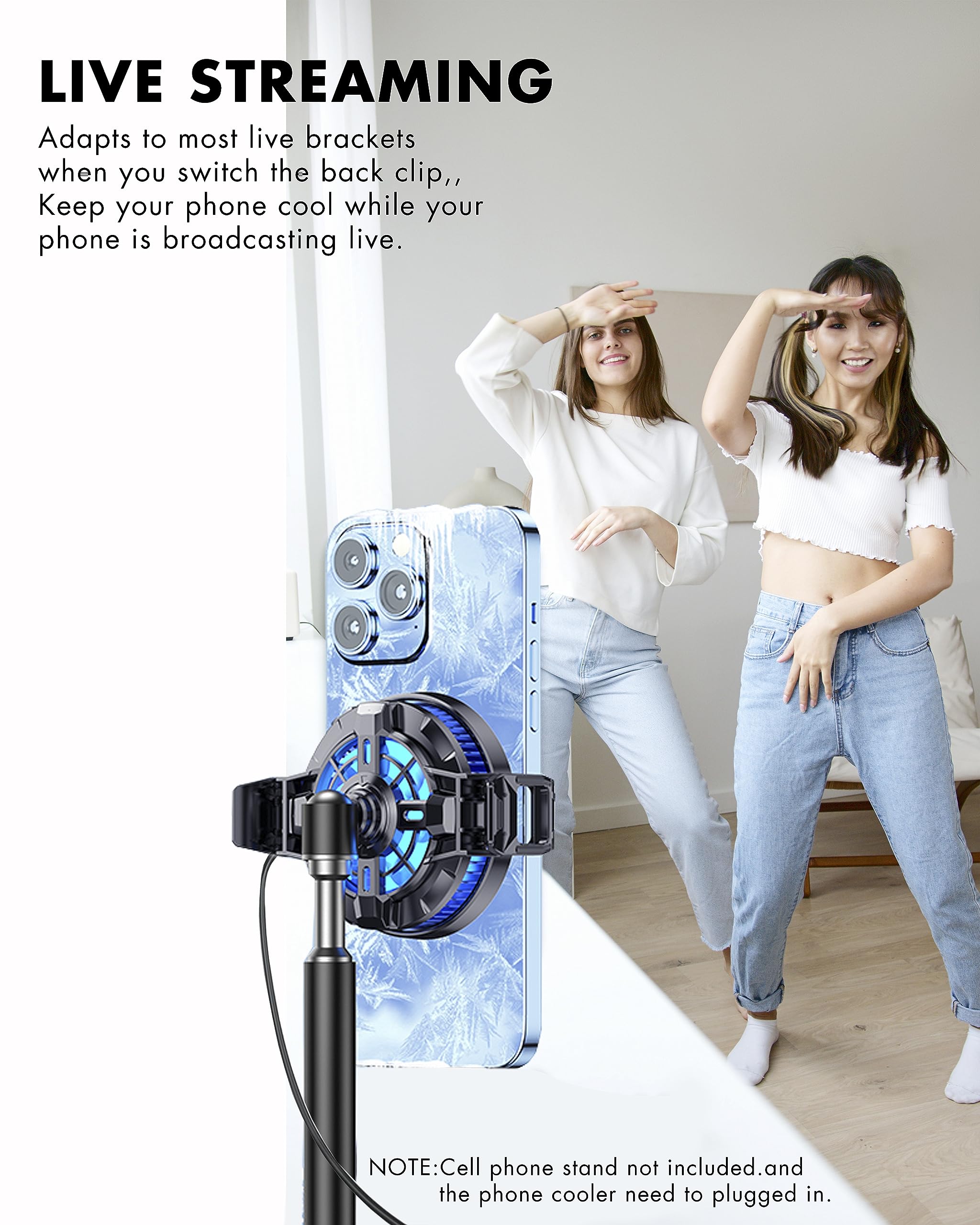 Magnetic Phone Cooler with Semiconductor Cooling Chip - Universal Phone Cooling Fan for iPhone & Android - Perfect for TikTok Live Streaming, Outdoor Vlogging & Mobile Gaming - Stay Cool During Extended Play & Recording