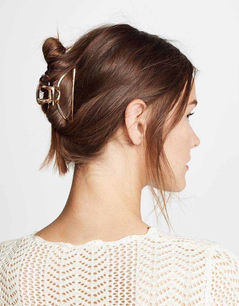 STYLEDOSE 8-Piece Gold Metal Hair Clips for Women & Girls - Medium Size Hair Clutchers, Stylish Hair Accessories for Everyday Wear, Parties & Gifts