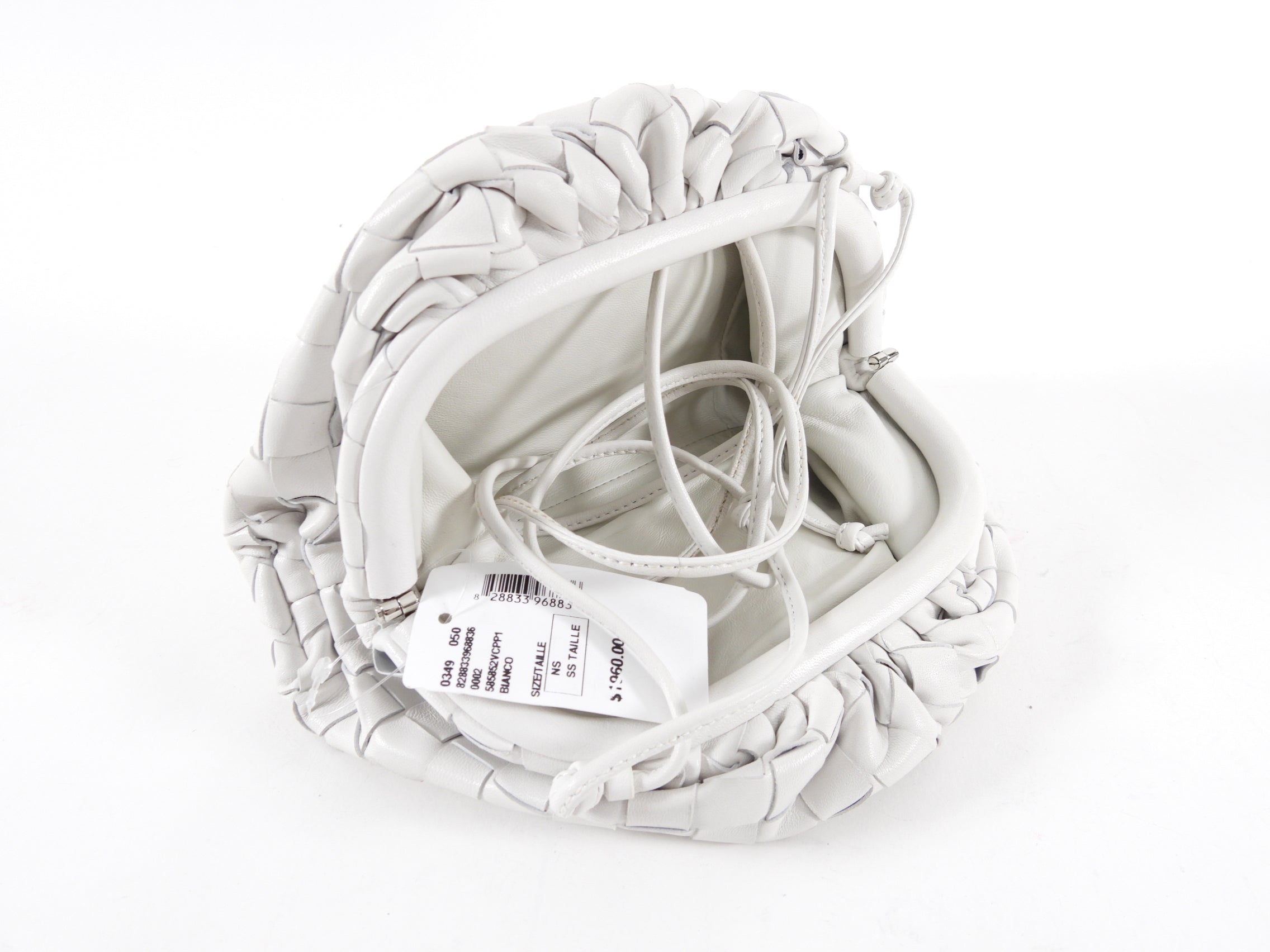 Bottega Veneta White Intrecciato Leather Mini The Pouch Bag - Luxury Crossbody Clutch for Women | Perfect for Evening Parties, Weddings & Date Nights
