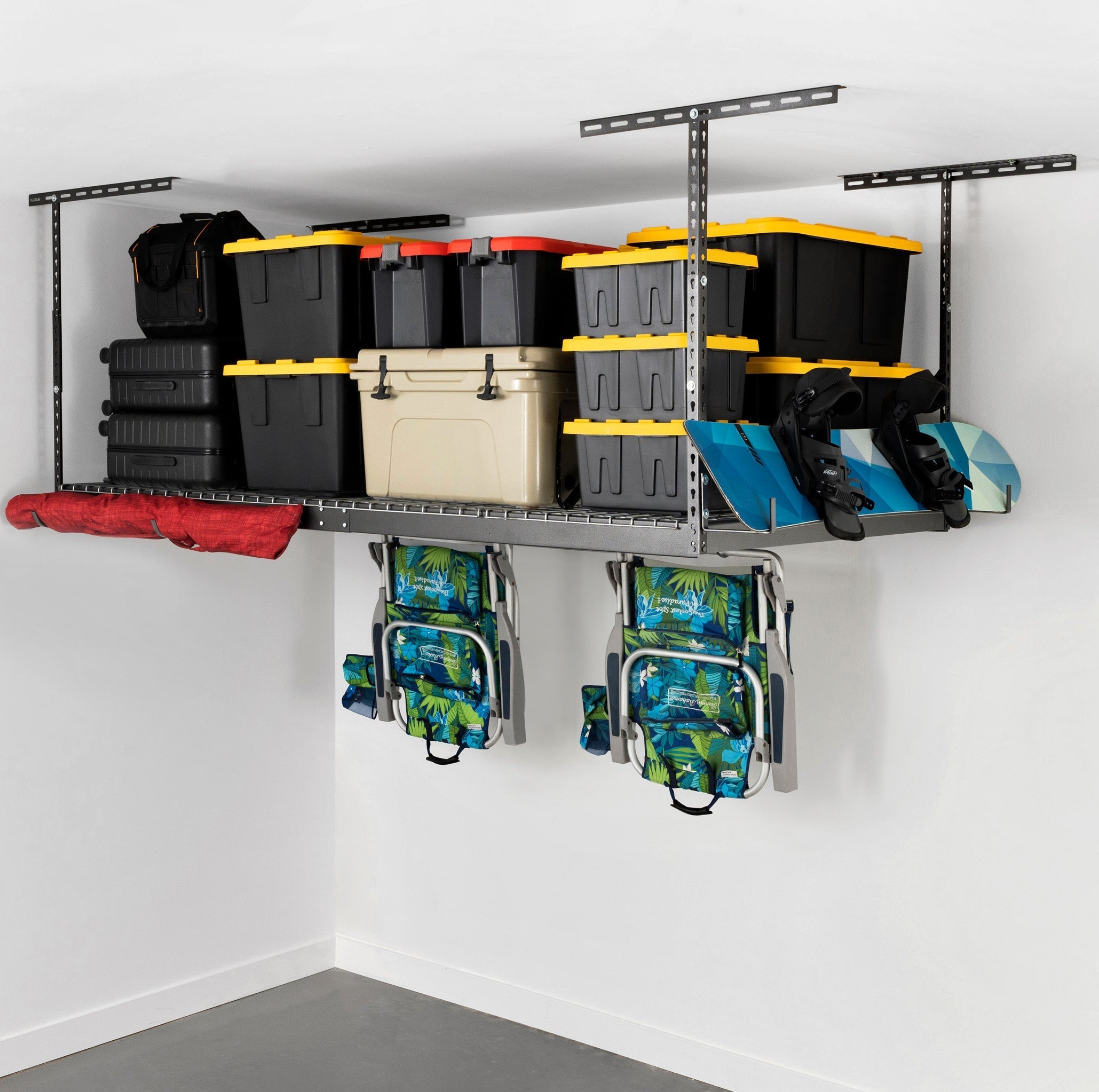 4' x 8' Overhead Garage Storage Rack - Heavy Duty Steel Shelving Unit for Organizing Tools, Sports Equipment & Seasonal Items - Perfect for Garage, Basement & Workshop Storage Solutions