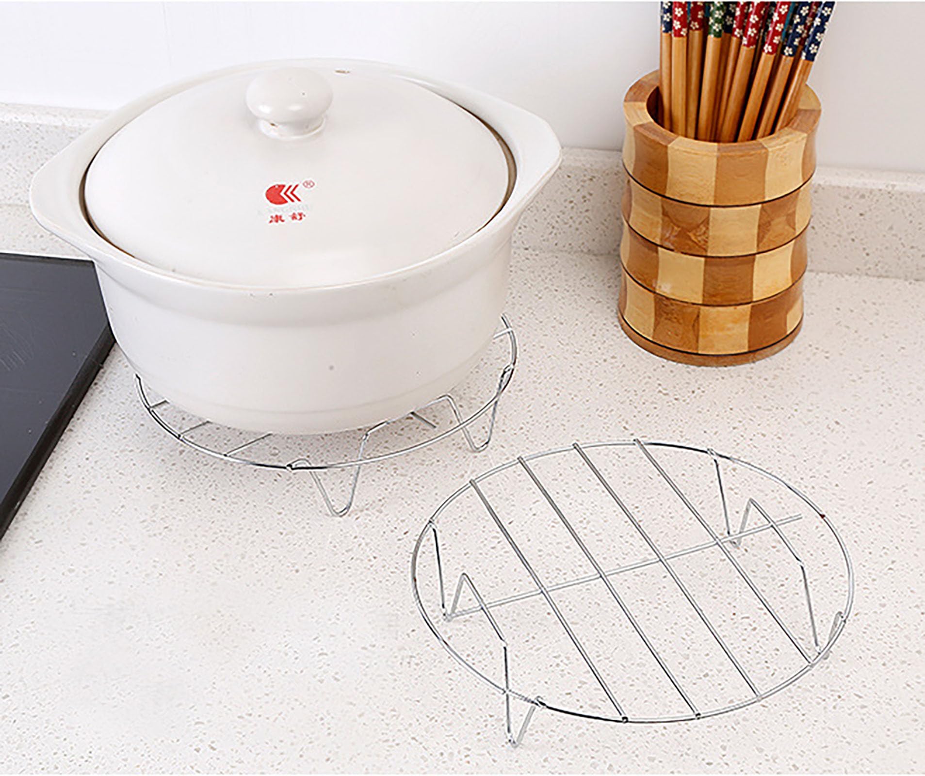 2-Pack 7-Inch Stainless Steel Steaming Racks - Food Grade Steamer Plates for Cooking, Cooling & Roasting - Perfect for Kitchen & Outdoor Use (18 cm) - Ideal for Dumplings, Vegetables & Seafood