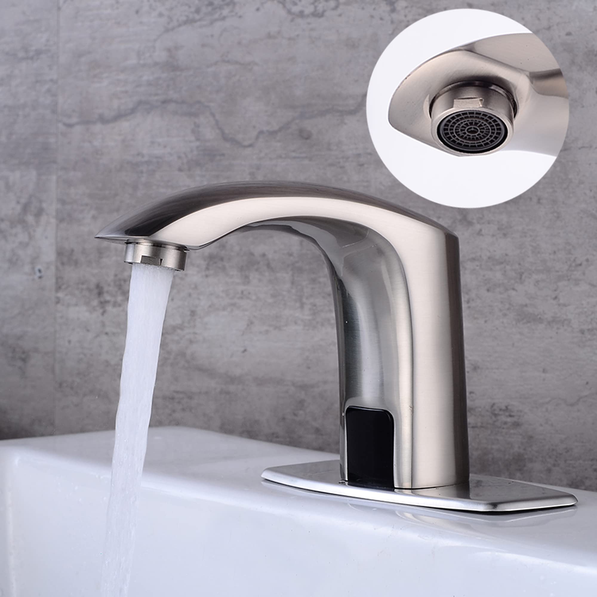 Hands Free Automatic Motion Sensor Bathroom Faucet - Touchless Bathroom Sink Faucet with Mixing Valve & Cover Plate, Brushed Nickel - Ideal for Home, Office & Public Restrooms