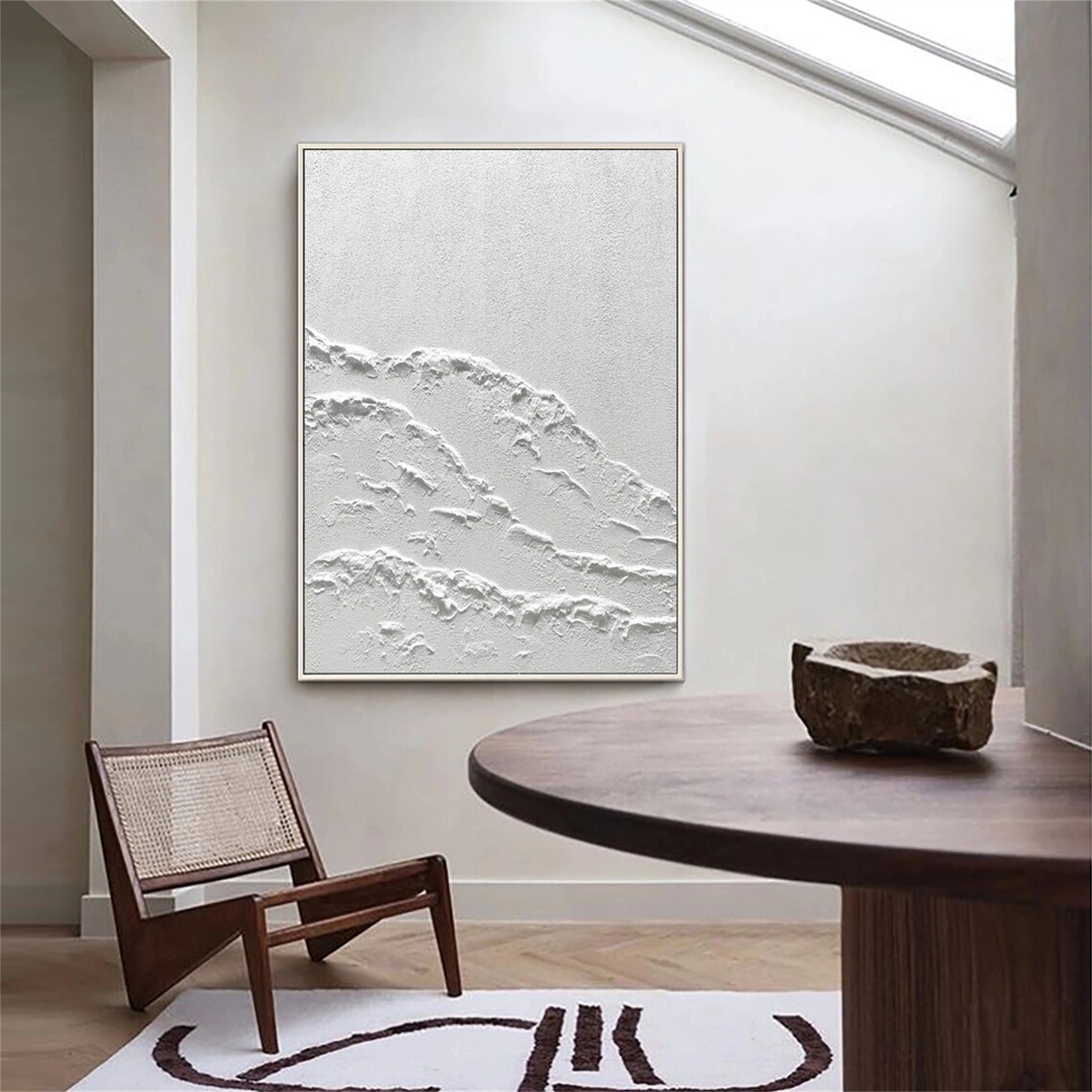 White Minimalist Textured Painting Canvas #MM101 - Abstract Wall Art for Modern Home & Office Decor