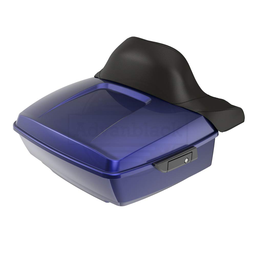 Premium Moto Onfire King Tour Pack & Backrest Pad - Compatible with Harley Touring, Street Glide, Road King, Road Glide Special (2009-2023) - Zephyr Blue | Enhanced Comfort for Long-Distance Motorcycle Rides & Road Trips