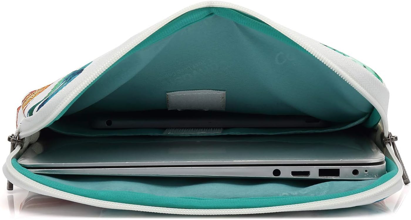 Premium Cactus Print Laptop Sleeve for MacBook 14 inch & Surface Laptop 14.4 inch - Shockproof Bubble Cushion Case with Handle & Storage Pockets | Perfect for Work, Travel & School Commute
