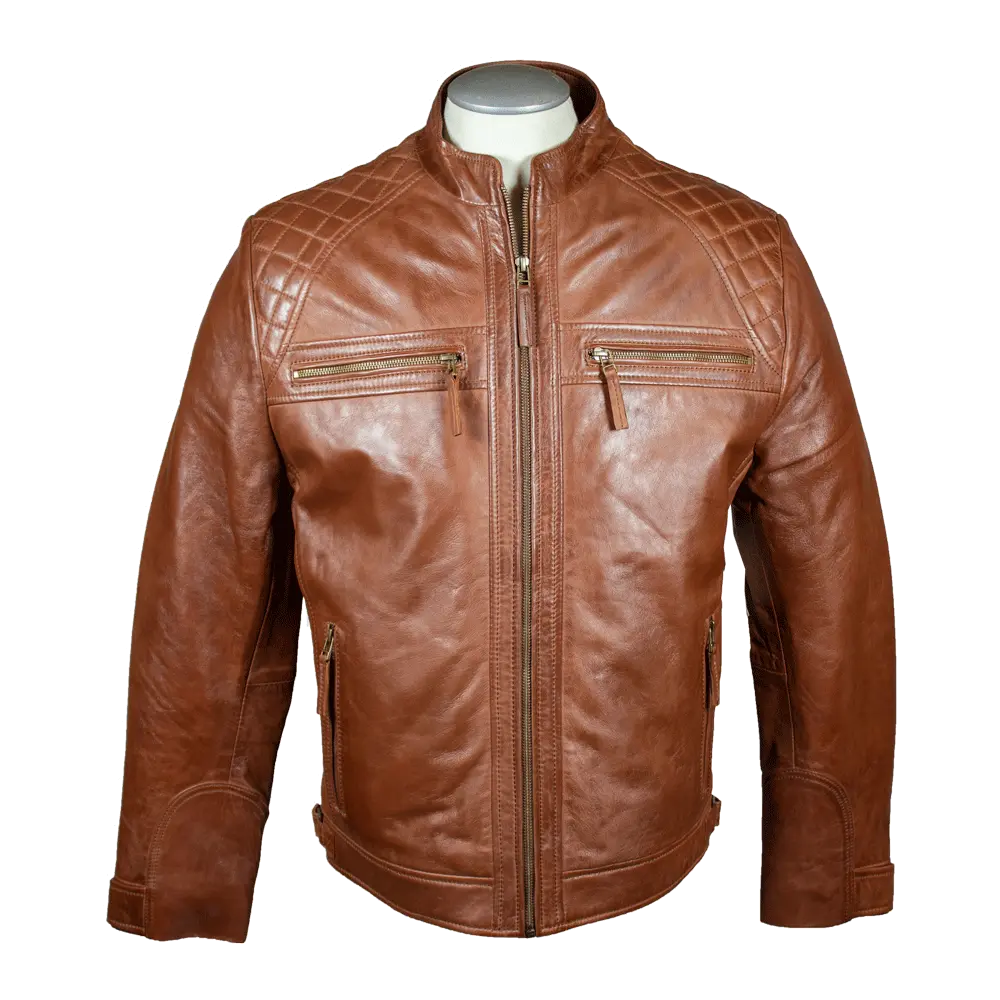 BOL Men's Quilted Shoulder Leather Jacket - Stylish Winter Coat for Casual Wear & Outdoor Activities