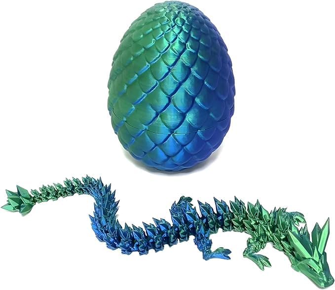 3D Printed Dragon Surprise Egg - Easter Basket Stuffers & Home Decor Gifts for Boys Kids - Executive Dragon Fidget Desk Toy (Green) | Perfect for Easter Celebrations, Kids' Party Favors, and Office Stress Relief