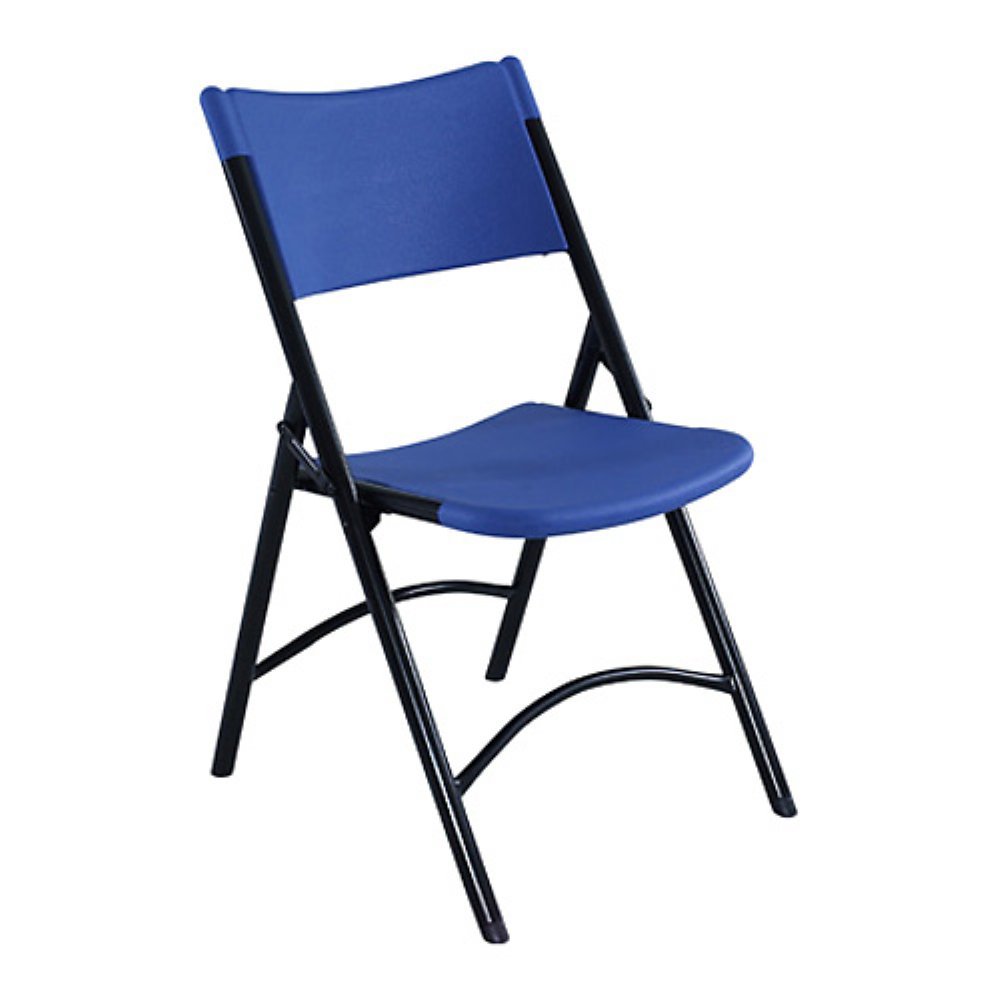 4-Pack Blue Blow Molded Folding Chairs - Lightweight & Durable Outdoor/Indoor Chairs for Camping, Picnics, Parties, and Home Use