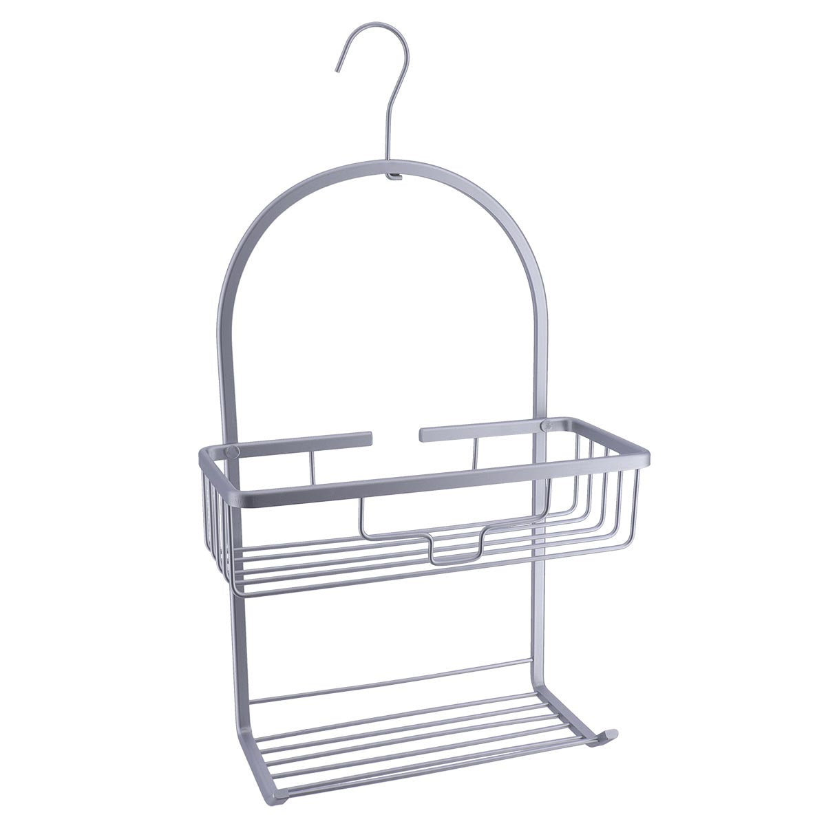 Stainless Steel Shower Caddy with Hooks - Rustproof Bathroom Organizer for Shampoo, Soap & Accessories (Black/Chrome) - Perfect for Small Bathrooms & Dorm Showers