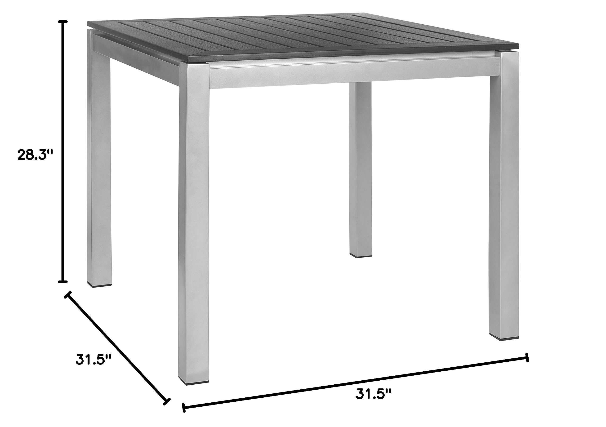 Safavieh Onika Square Outdoor Dining Table - Weather-Resistant Black Metal Patio Table for Garden, Poolside & Backyard Dining