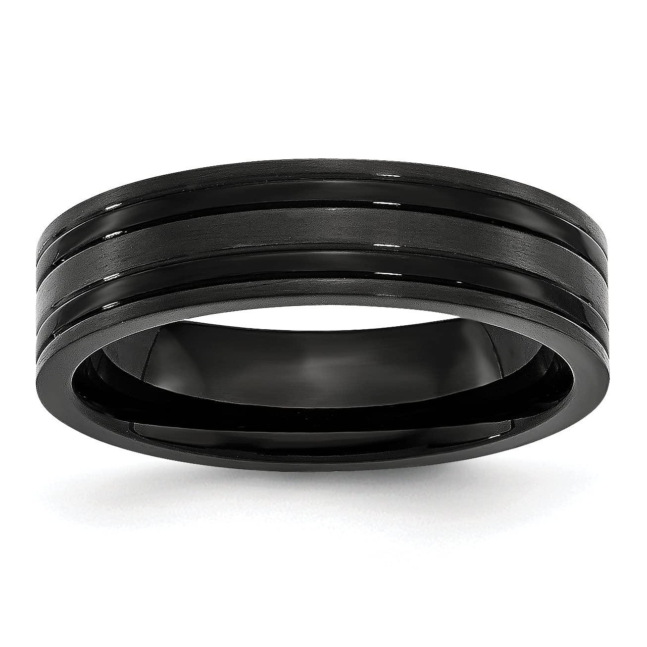 IceCarats Titanium Black 6mm Wedding Band Ring for Men - Durable & Comfortable Titanium Wedding Ring for Grooms, Engagements & Anniversaries - Perfect for Everyday Wear & Special Occasions