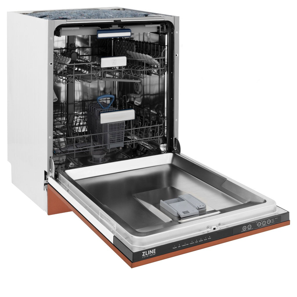 ZLINE 24 Inch Tallac Series 3rd Rack Tall Tub Dishwasher in Copper with Stainless Steel Tub - 51dBa Ultra Quiet (Model DWV C 24) | Perfect for Modern Kitchens, Small Spaces & Energy-Efficient Homes