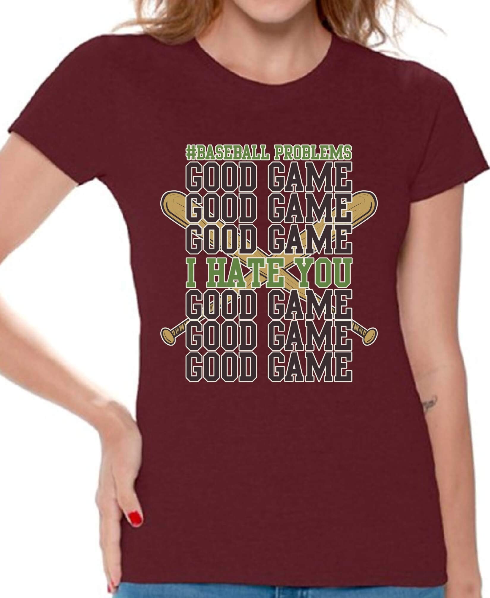 Awkwardstyles Women's Funny Baseball Problems T-Shirt - Soft Cotton Vintage Tee for Female Fans | Perfect Gift for Baseball Lovers & Game Day Outfits