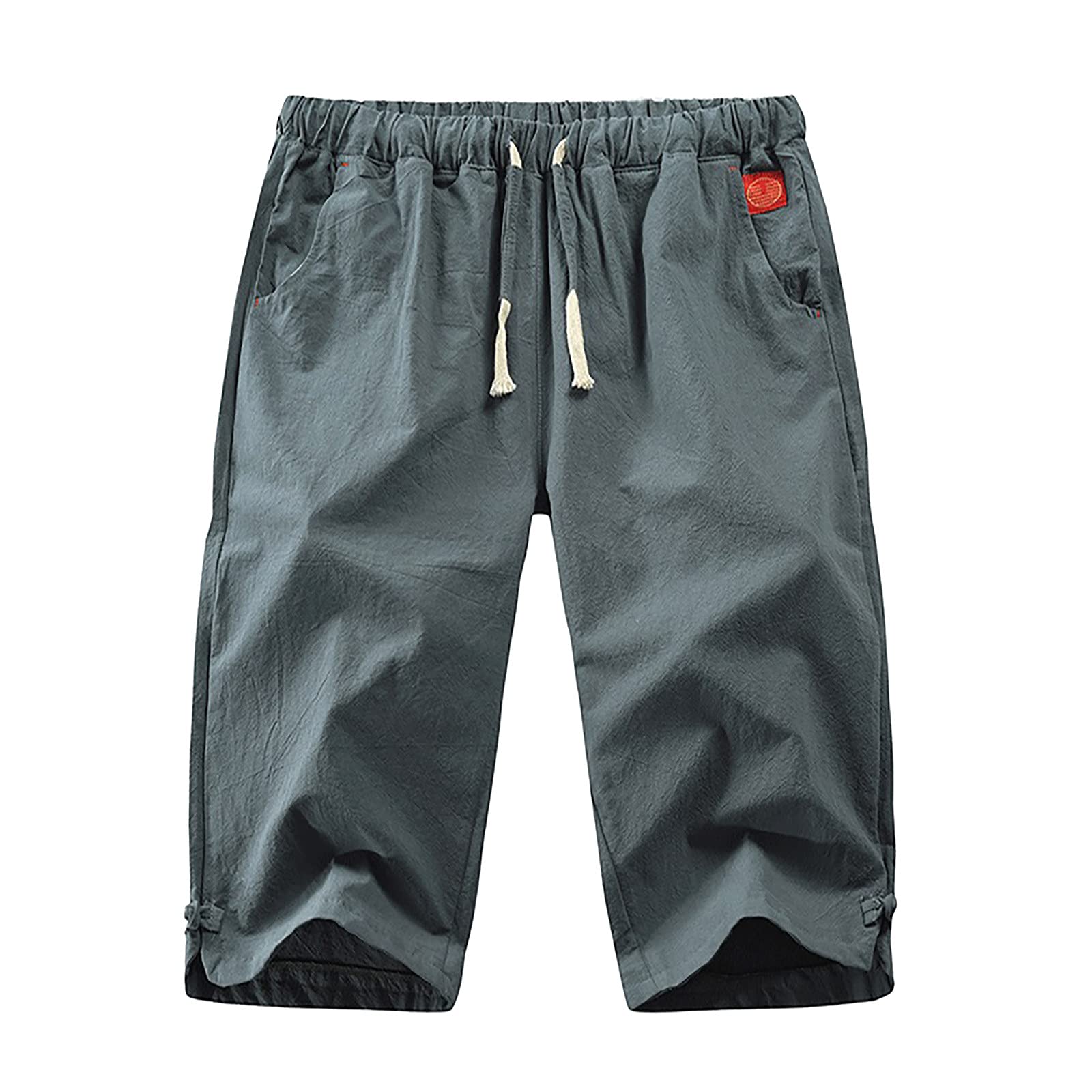 2022 New Men's Linen Cargo Shorts - Breathable Casual Sport Pants with 5-Pocket Design | Trendy Solid Color Board Shorts for Gym, Running & Summer Outdoor Activities | Khaki & More Colors