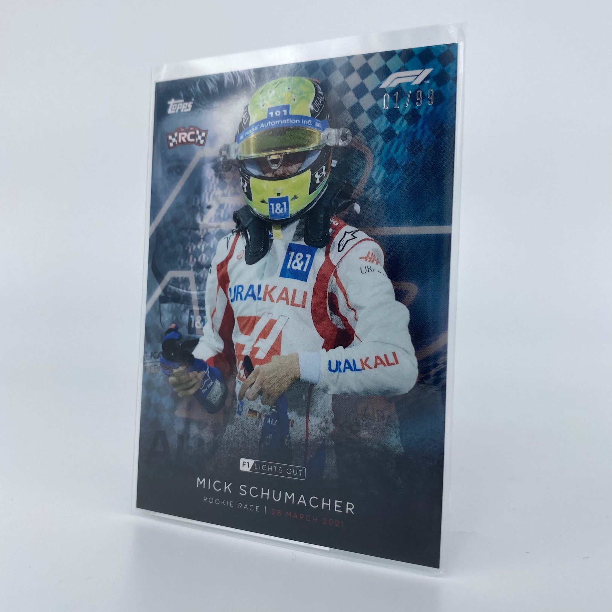99 Mick Schumacher Rookie Race Blue Parallel Trading Card - Perfect for F1 Collectors, Sports Memorabilia Enthusiasts & Racing Fans Display