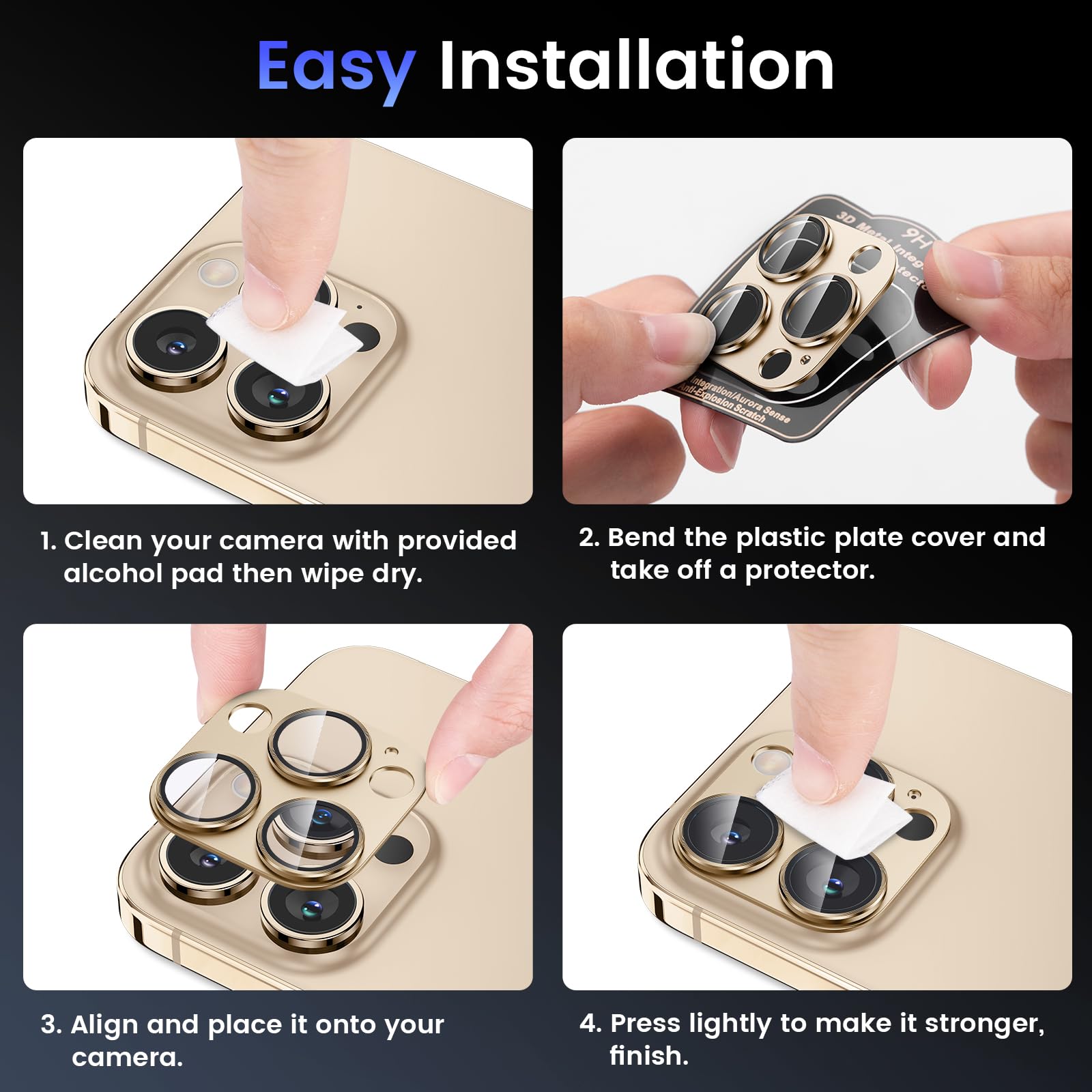 Tensea Camera Lens Protector for iPhone 16 Pro/Pro Max & iPhone 15 Pro/Pro Max - Metal Aluminum Alloy Tempered Glass Cover - Case Friendly Accessories - Perfect for Outdoor Photography, Travel & Daily Protection