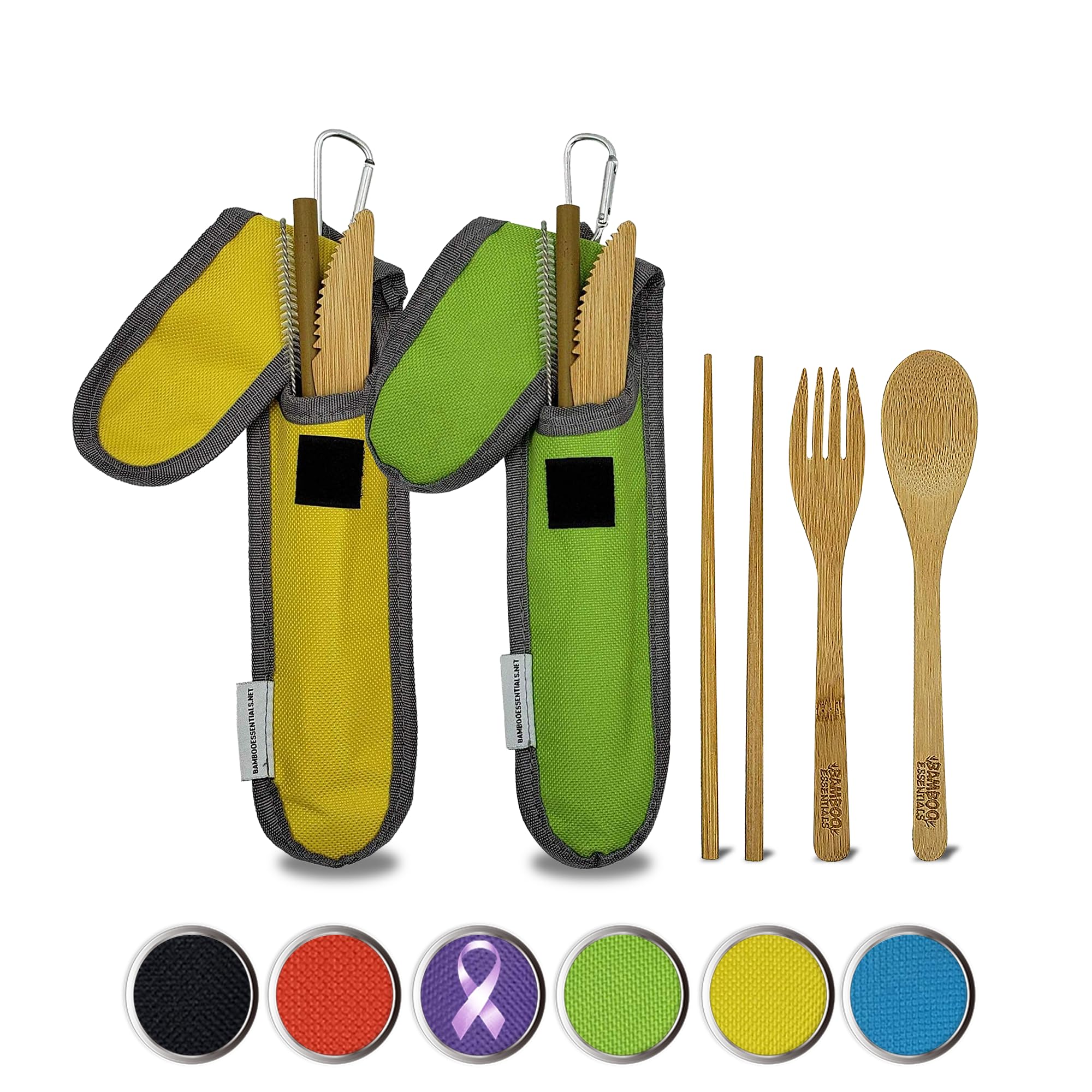 Travel Utensil Set with Case - Fork, Knife, Spoon for Camping & Picnics