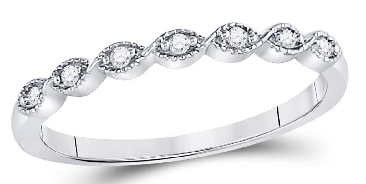 14K White Gold Diamond Stackable Band Ring for Women - 1/20 CTTW - Perfect for Layering, Anniversary Gifts & Everyday Elegance