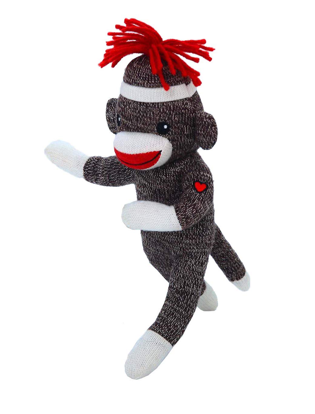 Plushland 8-Inch Adorable Sock Monkey Stuffed Animal - Soft Realistic Knitted Plush Toy Gift for Kids, Babies, Teens, Boys & Girls (Brown) - Perfect for Nursery Decor, Birthday Presents & Cuddling