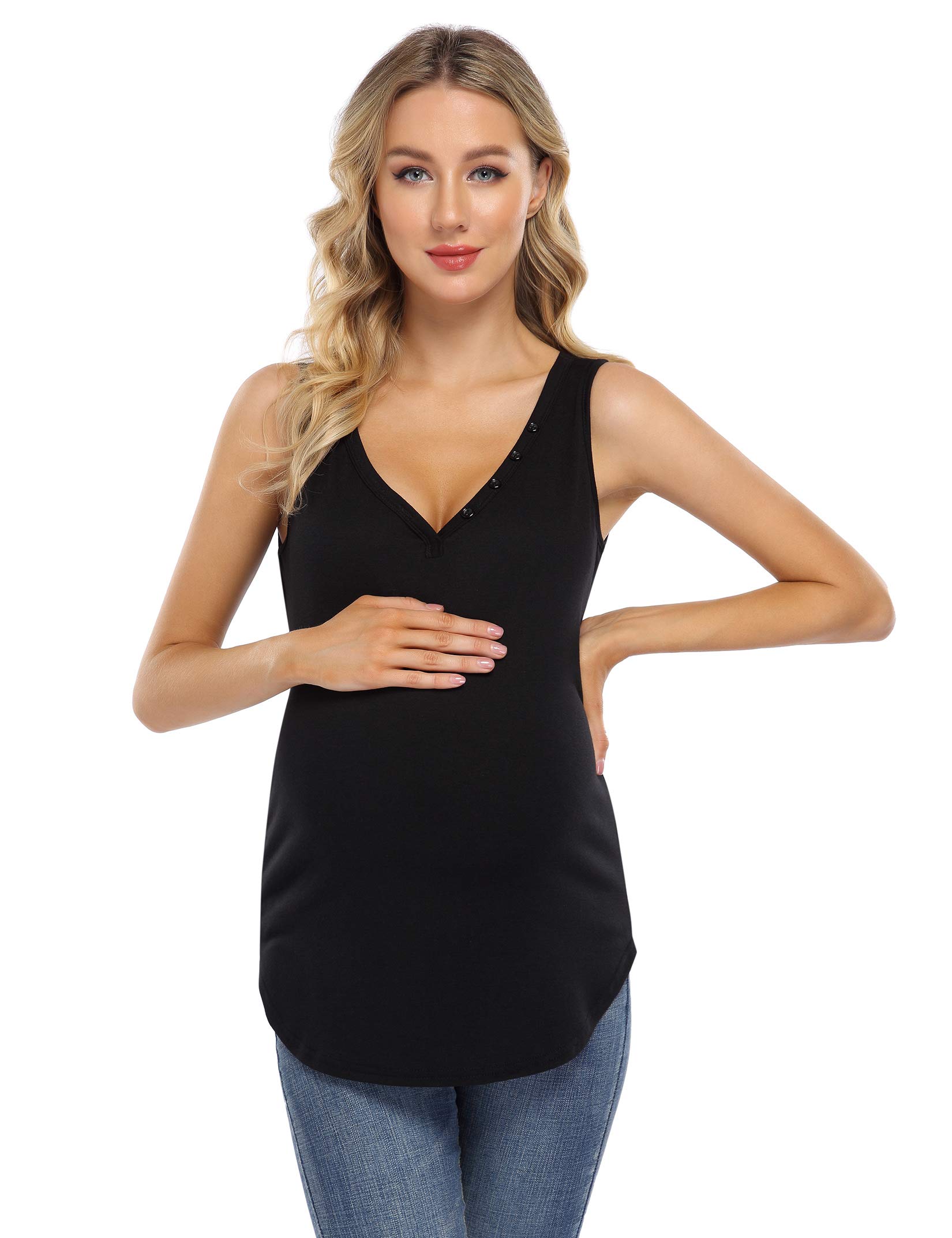 Coolmee Women's Maternity Tunic Tops - 3/4 Sleeve Casual Pregnancy Blouse & Tee Shirt for Expecting Moms | Perfect for Work, Daily Wear and Baby Showers
