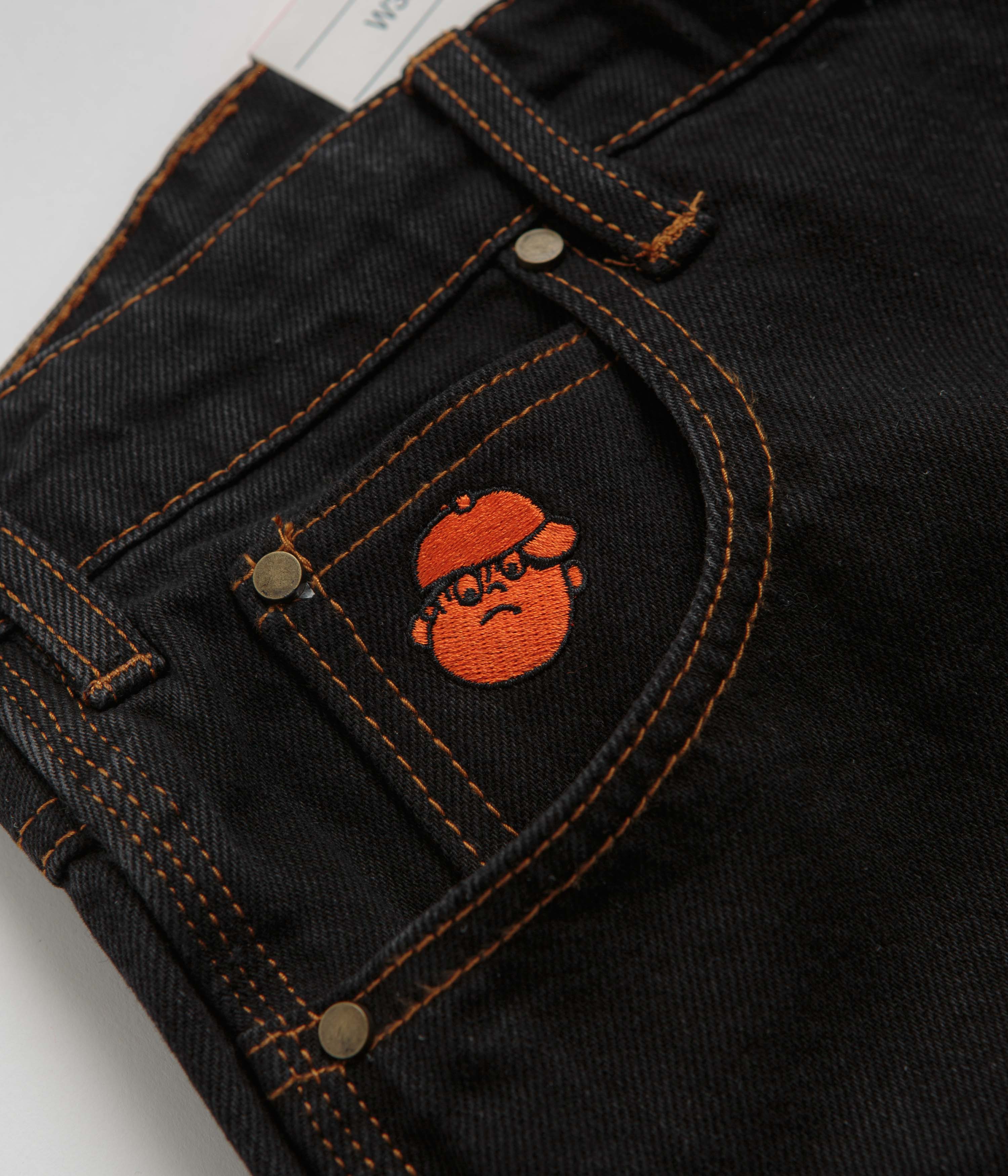 Butter Goods Santosuosso Washed Black & Orange Jeans for Men - Stylish Slim Fit Denim Pants for Casual Wear & Street Fashion