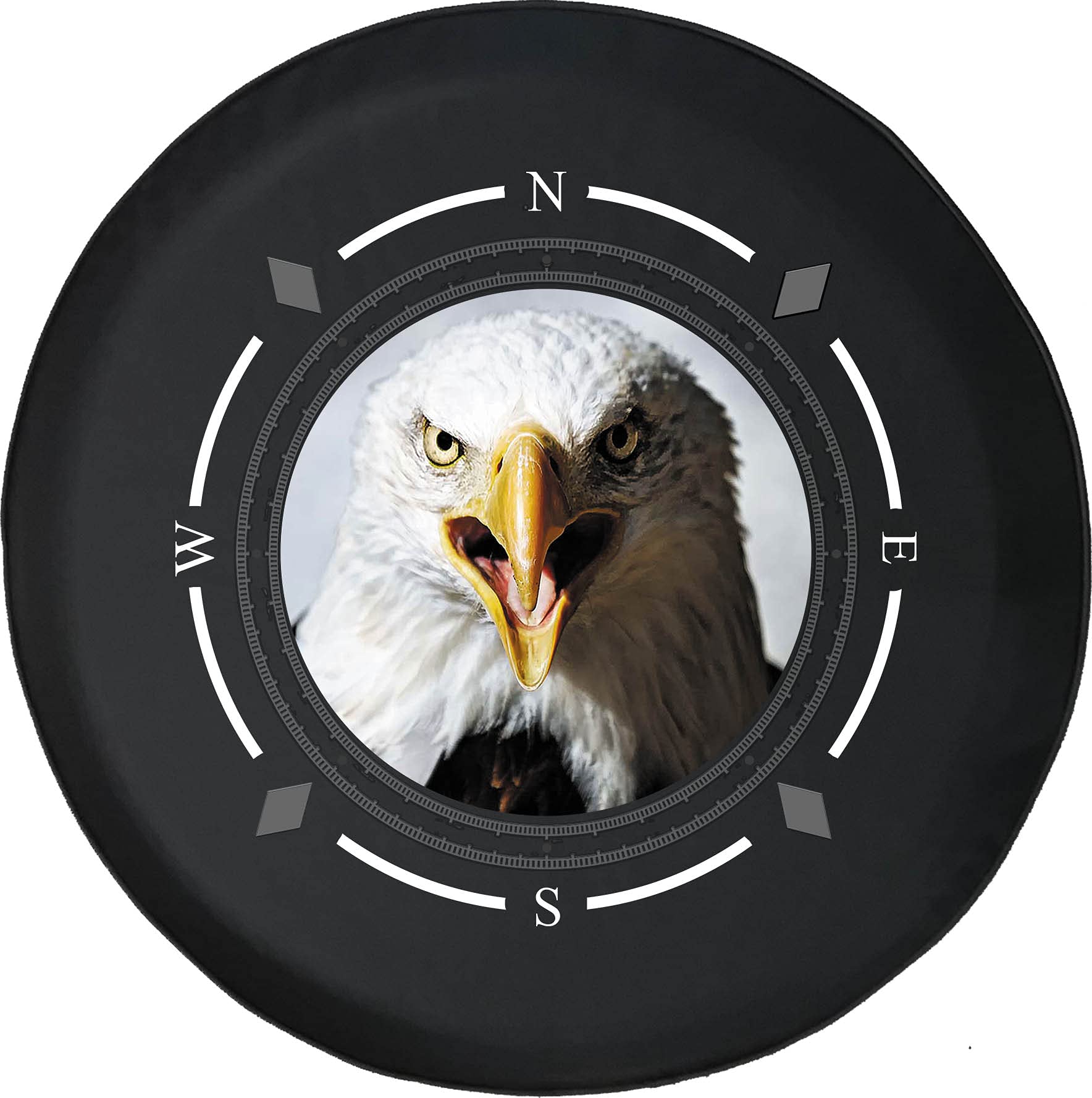 Patriotic American Bald Eagle Spare Tire Cover with Compass Design - Fits SUV, Trailer, RV & Most Vehicles | Durable Wheel Accessory for Outdoor Adventures & Road Trips
