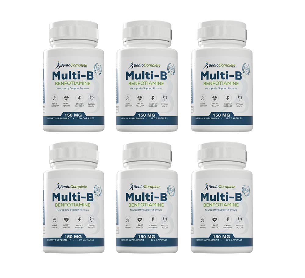 Benfotiamine 150mg for Neuropathy Support - 120 Gelatin Capsules per Bottle (Pack of 6) - Nerve Health Supplement for Diabetic & Peripheral Neuropathy Relief - Ideal for Daily Wellness & Pain Management