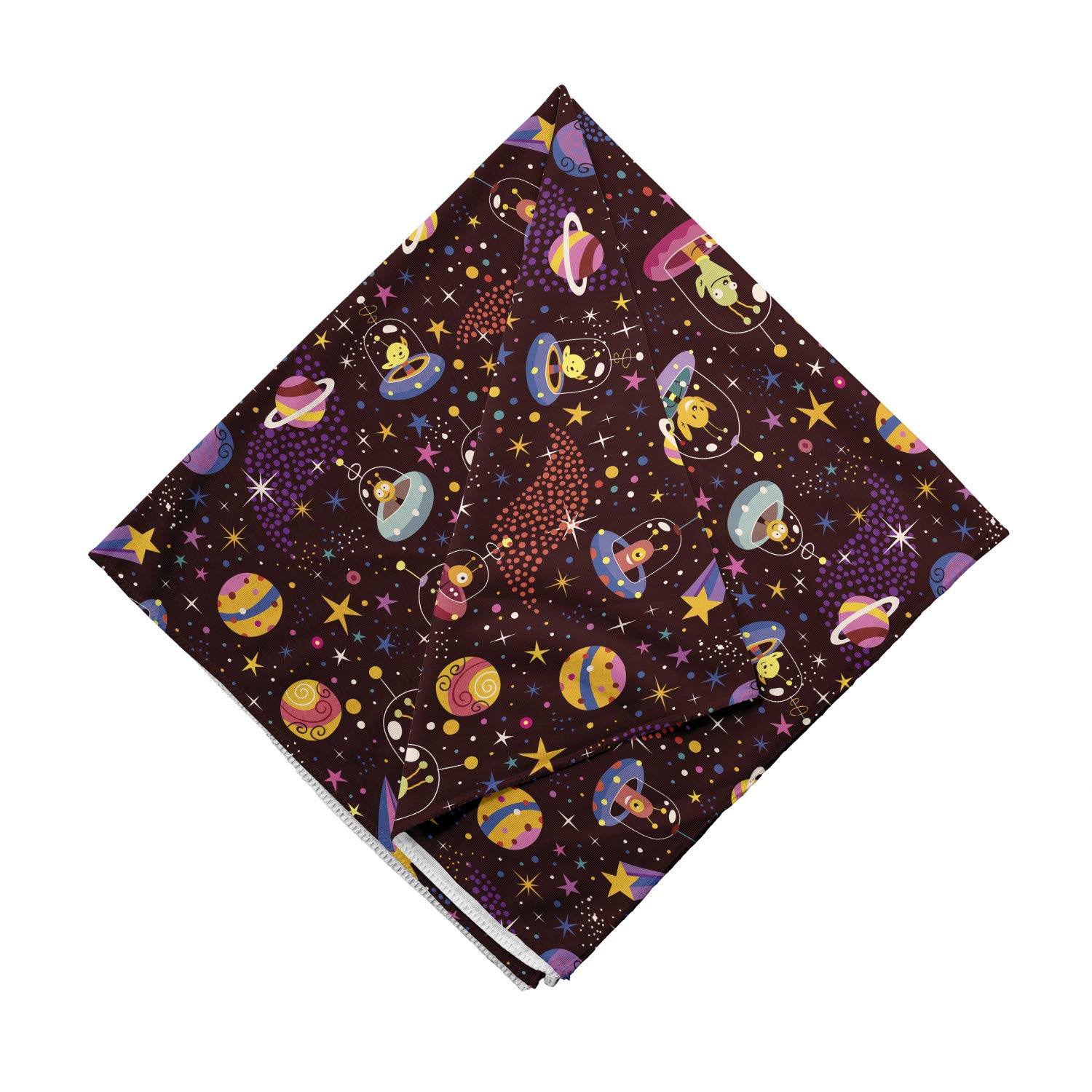 Ambesonne Space Bandana - Alien Planets and UFOs Print, Unisex Head and Neck Scarf for Men & Women | Perfect for Outdoor Activities, Cosplay, and Sci-Fi Events