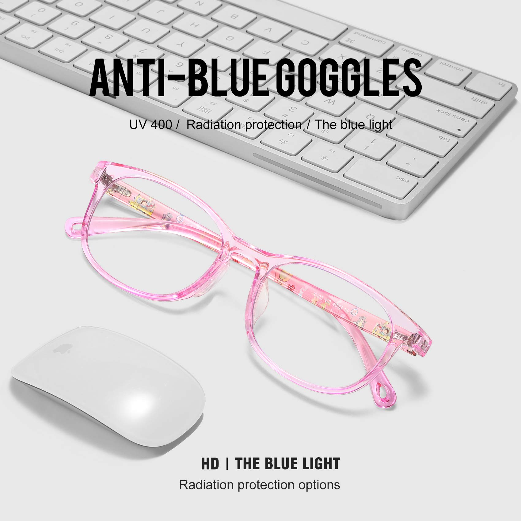 DUCO Blue Light Blocking Glasses for Kids & Teens (Ages 6-10) - Anti Blue Light & UV Protection - Gaming, Computer, TV & Phone Use - Cute Fake Glasses for Girls & Boys - Perfect for Online Classes & Screen Time Protection